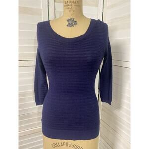 Ann Taylor Loft Petite Women’s Lightweight Sweater Knit L/Sleeve Navy Sz MP Med